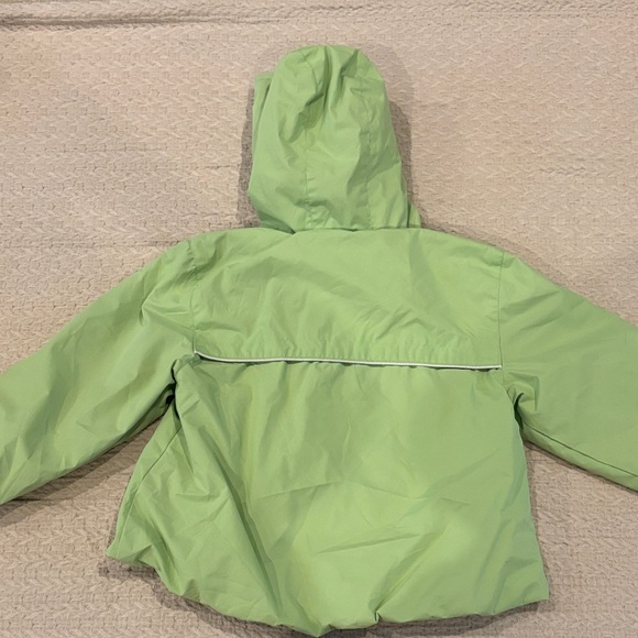 Hawke & Co Kids Lime Raincoat with Pink Polka Dot Lining - Picture 5 of 6